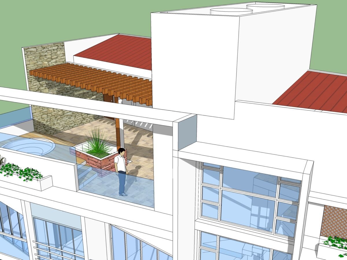 Render de la terraza del proyecto "The Hope Living"