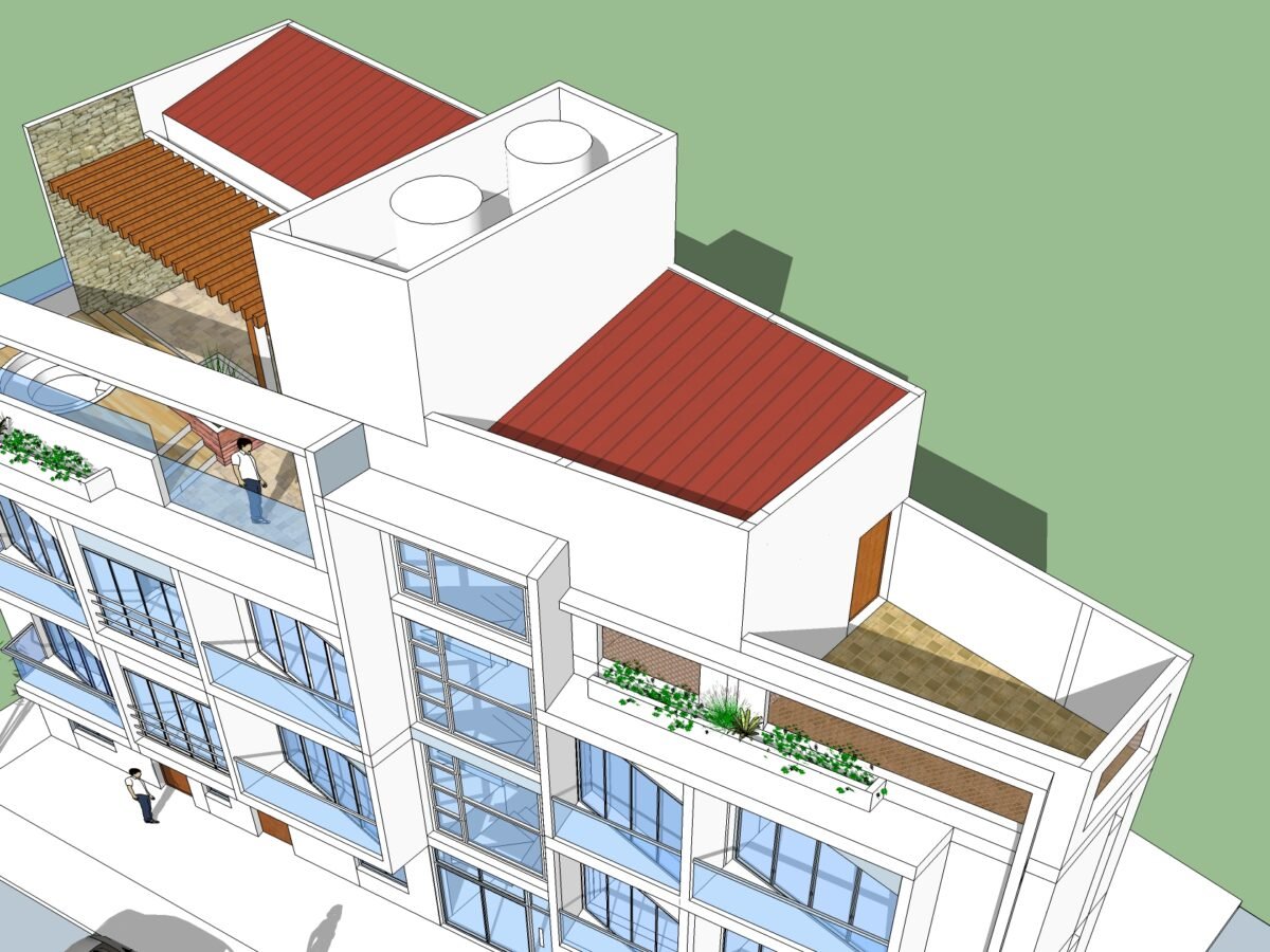 Render de la terraza del proyecto "The Hope Living"