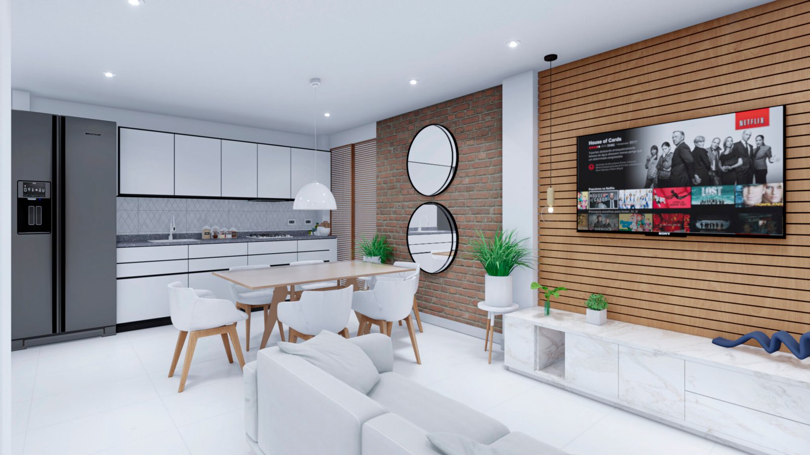 Sala y cocina de un apartamento de Villa Raque I