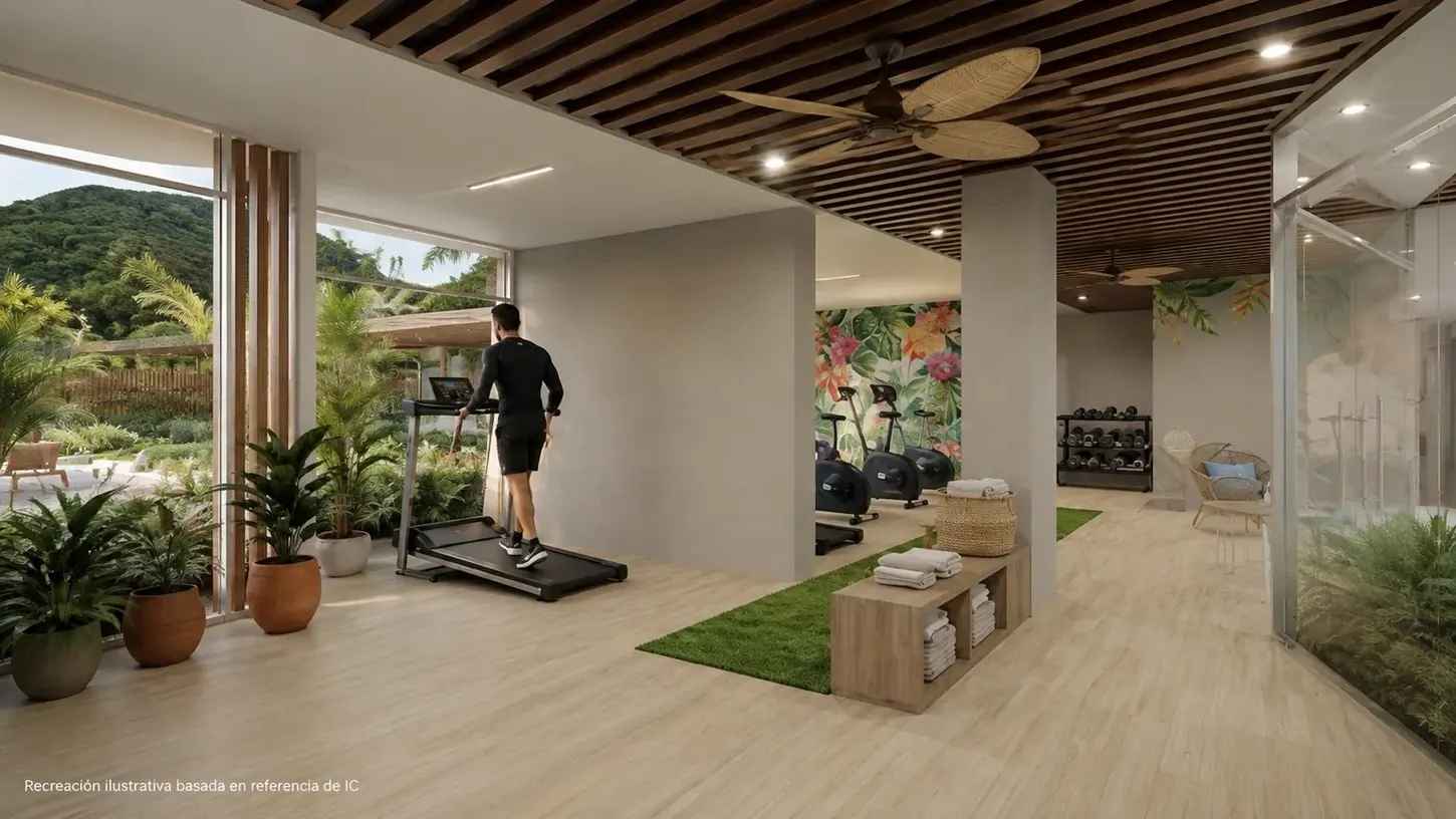 Visualización ilustrativa de gimnasio proyectado para Torre 2