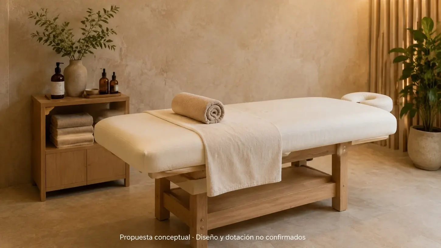 Visualización ilustrativa de posible zona de spa en Torre 2
