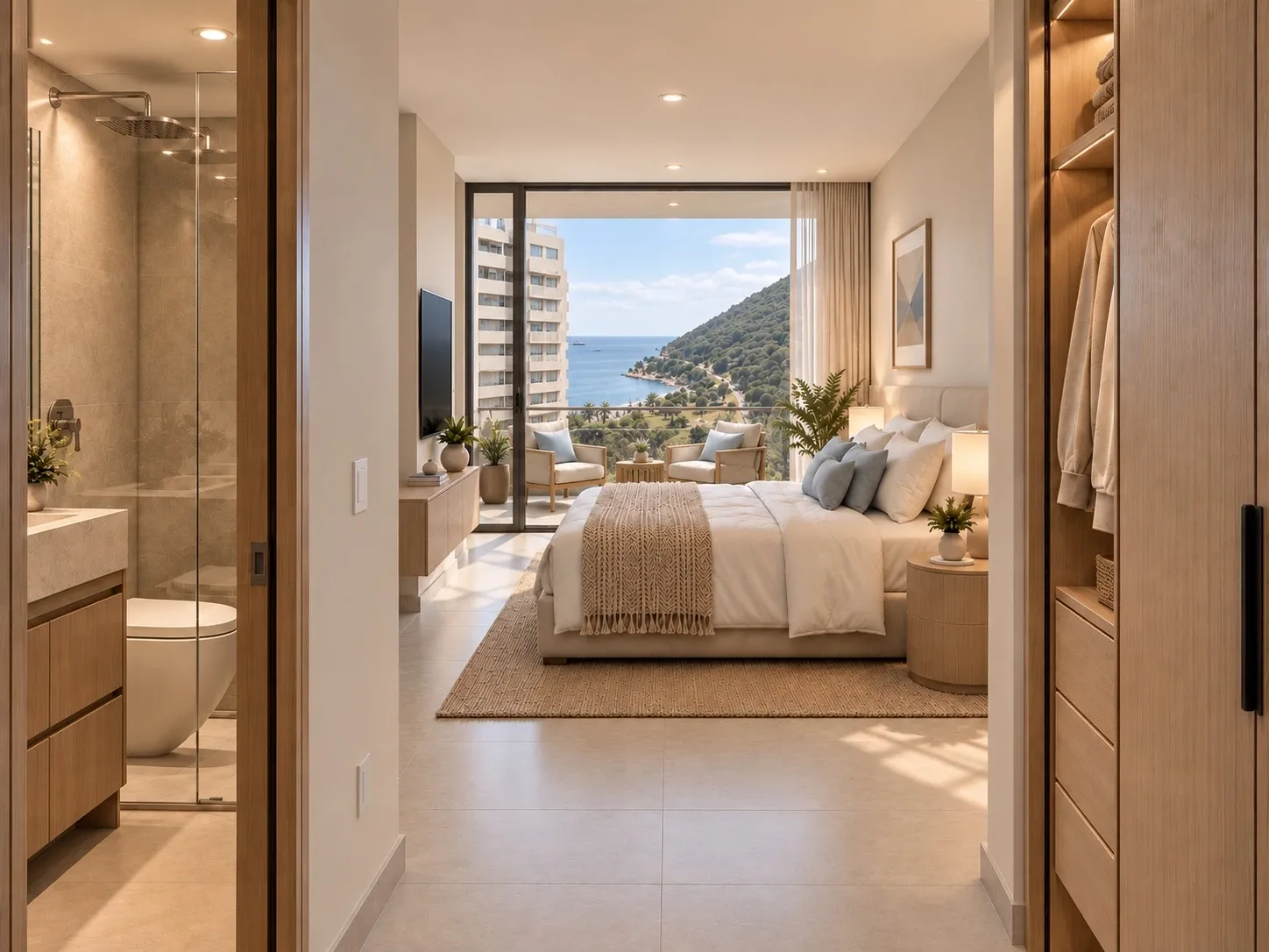 Visualización ilustrativa de la segunda habitación, suite lock-off de Praia Natura 1012